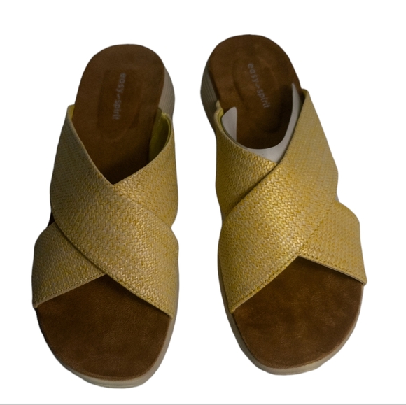 Easy Spirt Taite Square Slip-on Slide Sandals Yellow - Picture 3 of 4